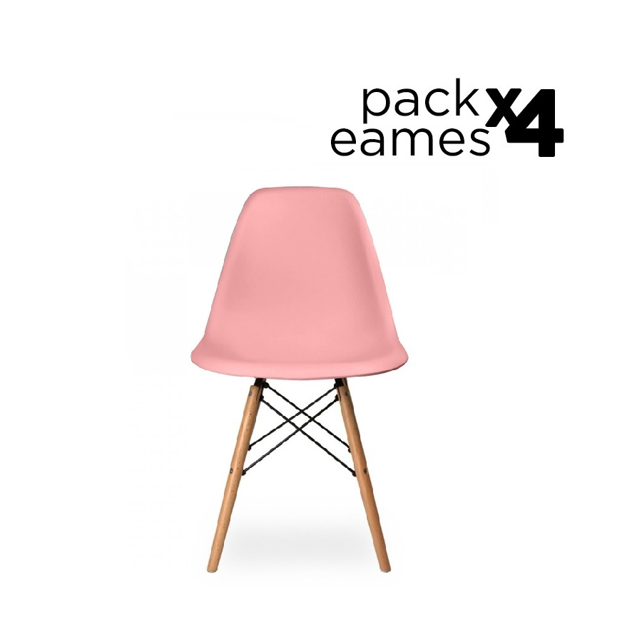 Eames Pack – 4 Sillas Eames Style Rosa – Arei Design & Deco