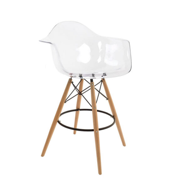 Banco Eames Style Con Brazo Transparente