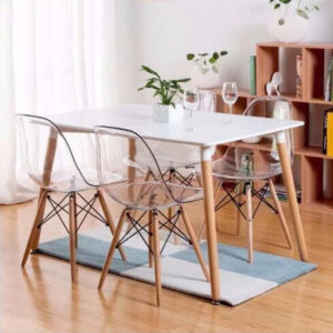 Eames Pack - Mesa Mario Cellini Style 120x80cm + 4 Sillas Eames Style Transparentes