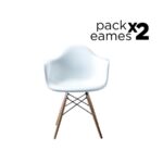 Eames Pack - 2 Sillas Eames Style Con Brazo Blancas