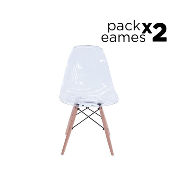 Eames Pack – Comedor 80cm Blanco + 2 Sillas Eames Style Transparentes –  Arei Design