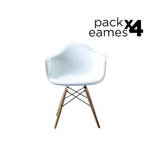 Eames Pack - 4 Sillas Eames Style Con Brazo Blancas