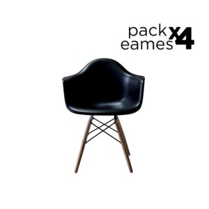 Eames Pack - 4 Sillas Eames Style Con Brazo Negras