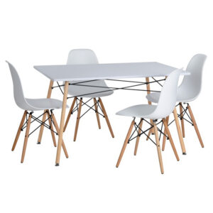 Eames Pack - Comedor Londres 120x80cm + 4 Sillas Eames Style (blanco)