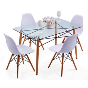 Eames Pack - Comedor Londres Transparente 120x80cm + 4 Sillas Eames Style