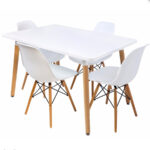 Eames Pack - Mesa Mario Cellini Style 120x80cm + 4 Sillas Eames Style (blanco)