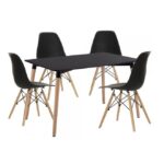 Eames Pack - Mesa Mario Cellini Style 120x80cm + 4 Sillas Eames Style (negro)