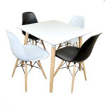 Eames Pack - Mesa Mario Cellini Style  80x80cm + 4 Sillas Eames Style (blanco)