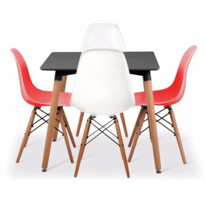 Eames Pack - Mesa Mario Cellini Style  80x80cm + 4 Sillas Eames Style (negro)