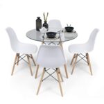 Eames Pack - Comedor 80cm de Cristal Templado + 4 Sillas Eames Style