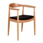 Silla Wegner pp503 Style | Asiento tapizado en vinipiel | Madera de Haya | Diseño Clásico | Acabado Nogal y Natural