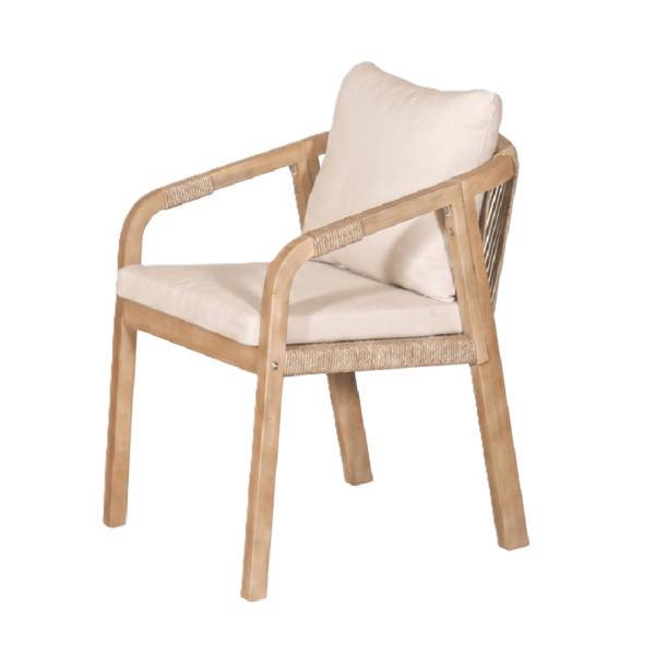Silla para Exterior Amstrong | Madera de Acacia | Asiento Tejido | Diseño moderno | Silla de Exterior |