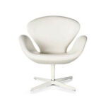 Silla Swan Style | Asiento tapizado en microfibra | Patas metálicas | Diseño Clásico | Silla de comedor | Arne Jacobsen