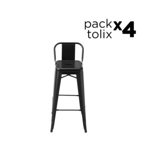 Tolix Pack - 4 Bancos Tolix Style Respaldo Bajo Negros