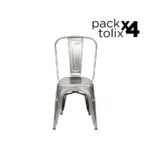 Tolix Pack - 4 Sillas Tolix Style Galvanizadas