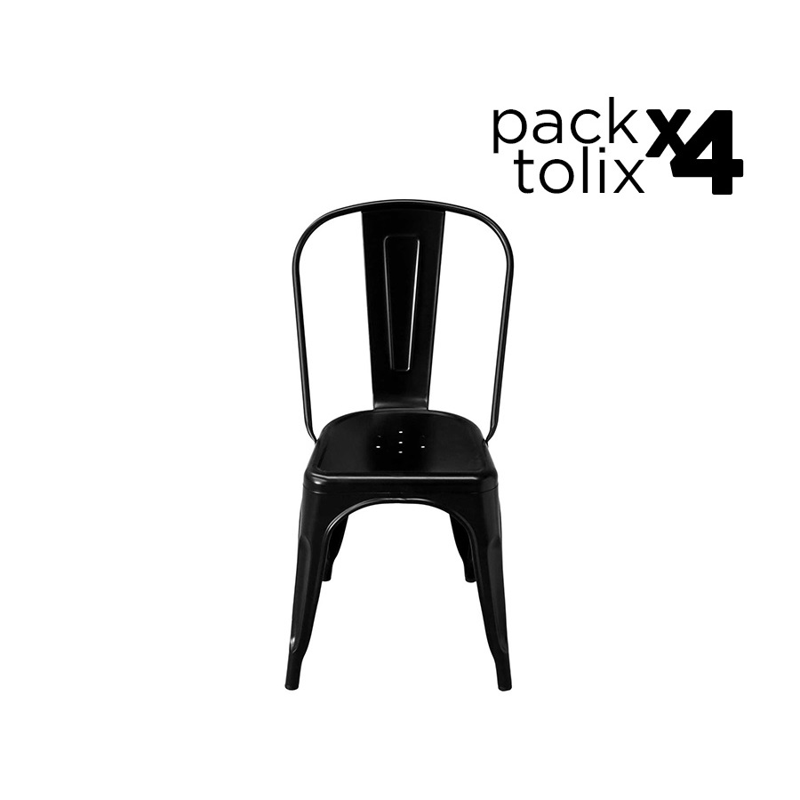 Pack 4 sillas de diseño negras, plásticas - Vigone - MEBLERO