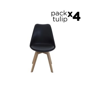 Tulip Pack - 4 Sillas Tulipan Style Negras