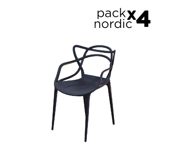 Masters Chair Pack - 4 Sillas Masters Style Negras