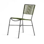 Silla Kinura para exterior | Asiento y respaldo tejidos | Patas y estructura metálicas | Diseño moderno | Silla de exterior