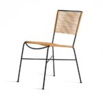 Silla Kinura para exterior | Asiento y respaldo tejidos | Patas y estructura metálicas | Diseño moderno | Silla de exterior