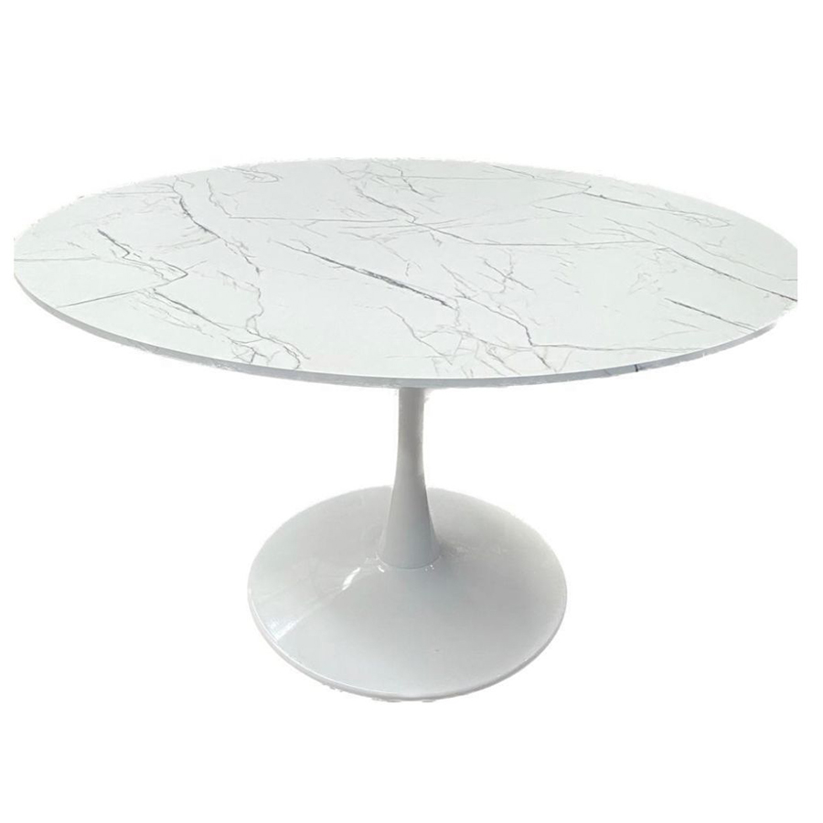 Mesa Tulipan Style Blanca Impresion Marmol