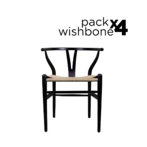 Wishbone Pack - 4 Sillas Wishbone Style Negras Madera