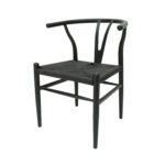 Silla Wishbone Style Metálica Asiento tejido | Estructura Metálica | Silla de Diseño Clásico Danés | Transfer tipo madera