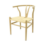Silla Wishbone Style Metálica Asiento tejido | Estructura Metálica | Silla de Diseño Clásico Danés | Transfer tipo madera
