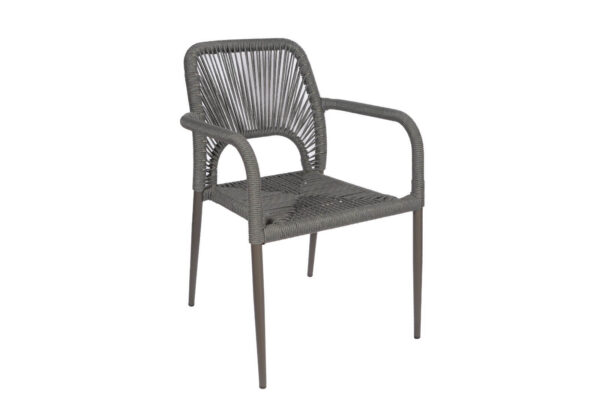 Silla Elsa | Asiento y respaldo tejidos | Estructura metálica | Diseño moderno | Silla de exterior
