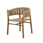 Silla Loretto | Asiento Tejido | -madera Solida de Teca | Diseño moderno | Silla de exterior