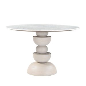 Mesa Comedor Redonda Madera Solida Hallas Natural - White