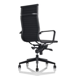 Silla Oficina estilo Eames Aluminium Black Tapizada Respaldo Alto atas – P648