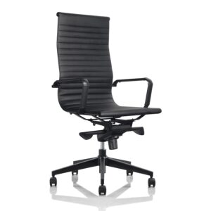 Silla Oficina estilo Eames Aluminium Black Tapizada Respaldo Alto