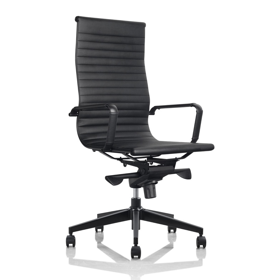 Silla Oficina estilo Eames Aluminium Black Tapizada Respaldo Alto