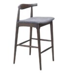 Banco Elbow CH20 Style | Tapizado en vinipiel gris | Madera de | Réplica de Hans Wegner | Diseño Danés Clásico | Acabado Nogal