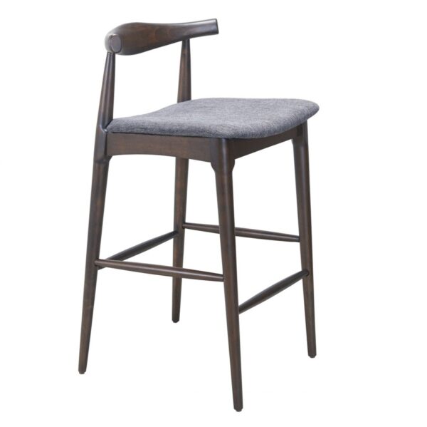 Banco Elbow CH20 Style | Tapizado en vinipiel gris | Madera de | Réplica de Hans Wegner | Diseño Danés Clásico | Acabado Nogal