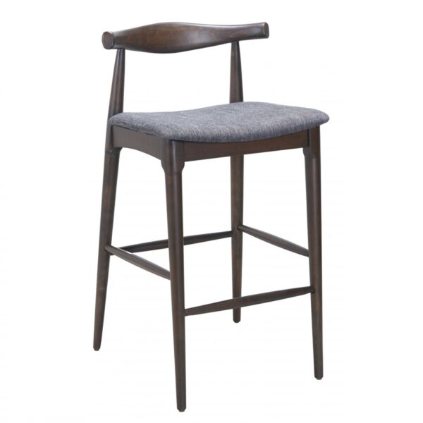 Banco Elbow CH20 Style | Tapizado en vinipiel gris | Madera de | Réplica de Hans Wegner | Diseño Danés Clásico | Acabado Nogal
