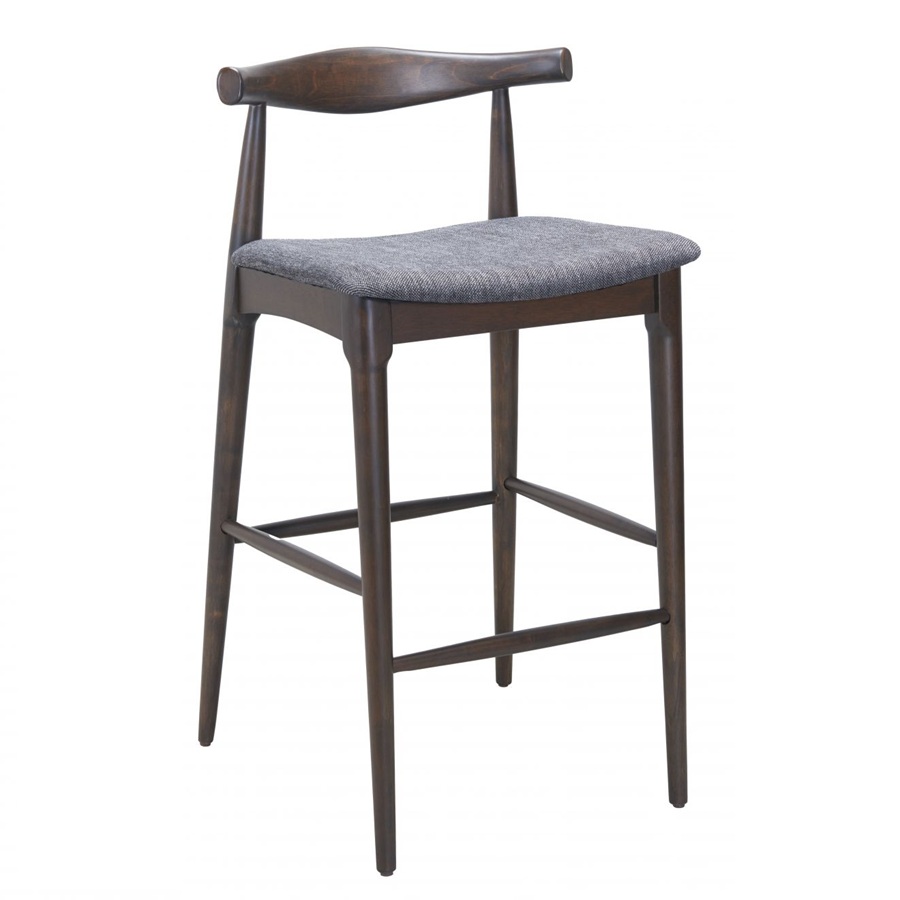 Banco Elbow CH20 Style | Tapizado en vinipiel gris | Madera de | Réplica de Hans Wegner | Diseño Danés Clásico | Acabado Nogal