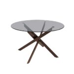 Mesa Comedor Redonda Riz cubierta cristal 120cm