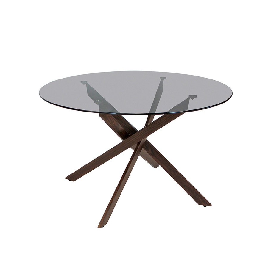 Mesa Comedor Redonda Riz cubierta cristal 120cm