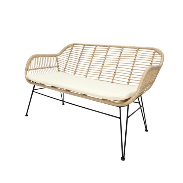 Sillon Love seat Alessa Tejido | Asiento de Rattan | Estructura metálica | Diseño moderno | Sillón de Exterior