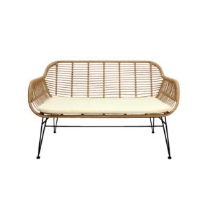 Sillon Love seat Alessa Tejido | Asiento de Rattan | Estructura metálica | Diseño moderno | Sillón de Exterior