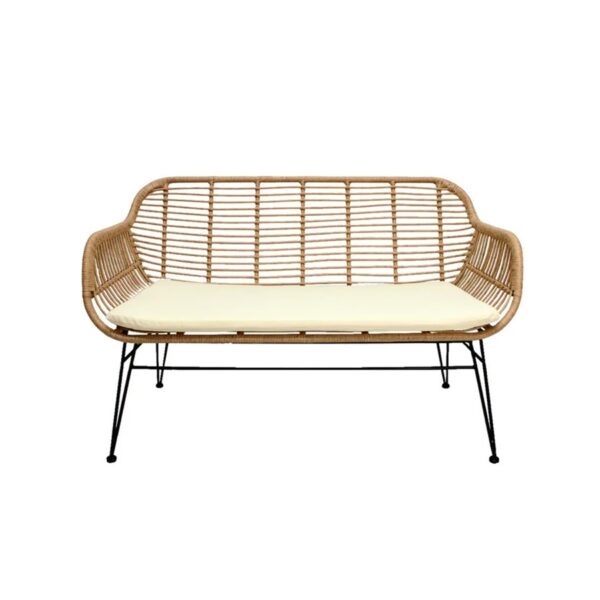 Sillon Love seat Alessa Tejido | Asiento de Rattan | Estructura metálica | Diseño moderno | Sillón de Exterior
