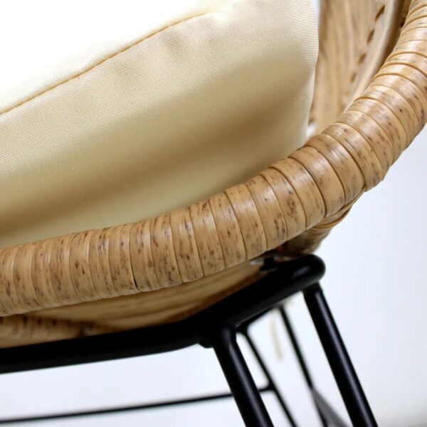 Sillon Love seat Alessa Tejido | Asiento de Rattan | Estructura metálica | Diseño moderno | Sillón de Exterior