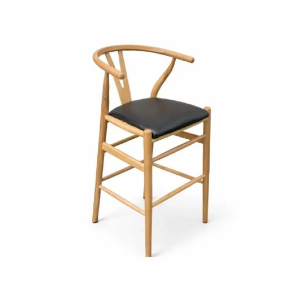 Banco Wishbone Style | Asiento tapizado | Madera solida de Haya | Banco de Diseño Clásico Danés | Barras y comedores