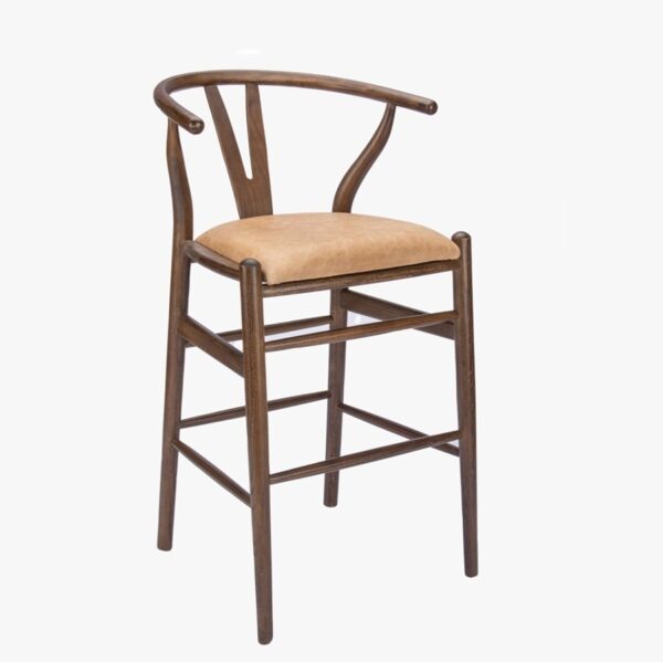 Banco Wishbone Style | Asiento tapizado | Madera solida de Haya | Banco de Diseño Clásico Danés | Barras y comedores