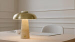 Lampara de mesa Piedra Travertino con cubierta aluminio ITBB