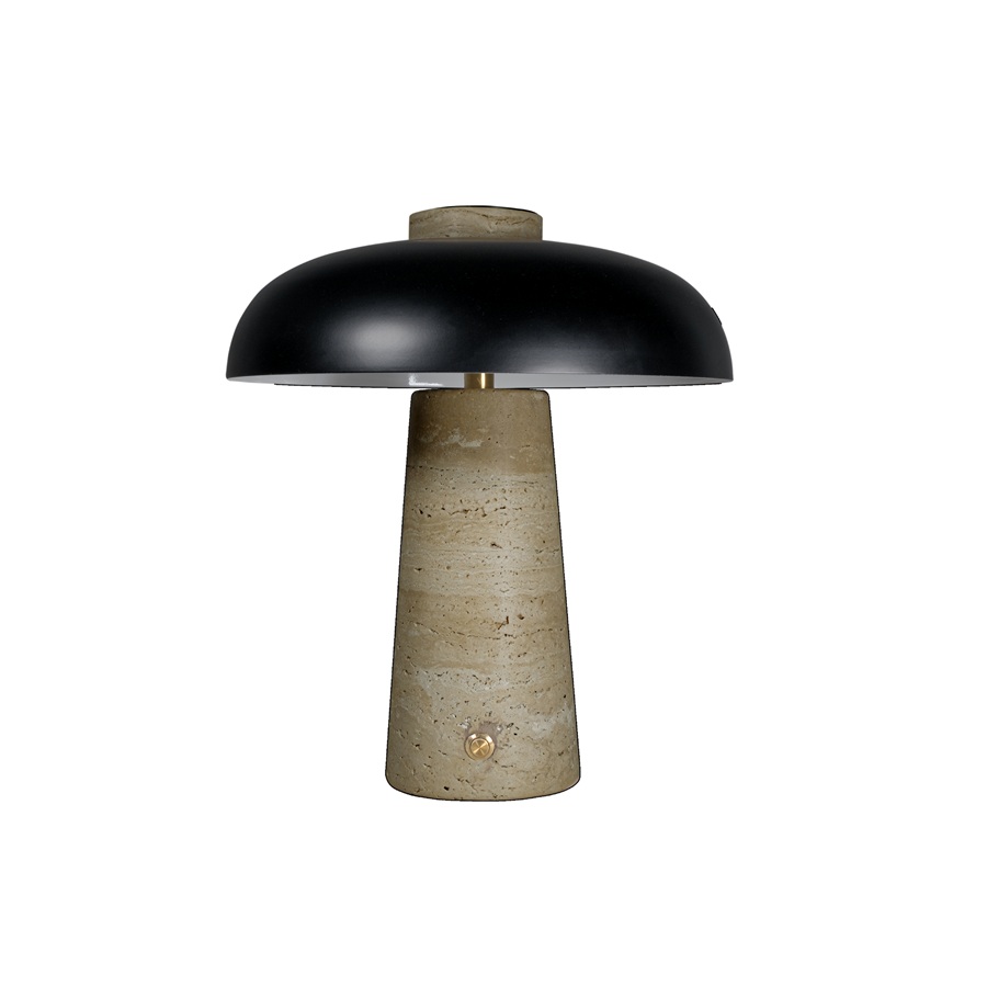 Lampara de mesa Piedra Travertino con cubierta aluminio ITBB