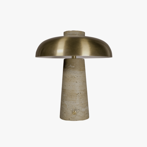 Lampara de mesa Piedra Travertino con cubierta aluminio ITBB