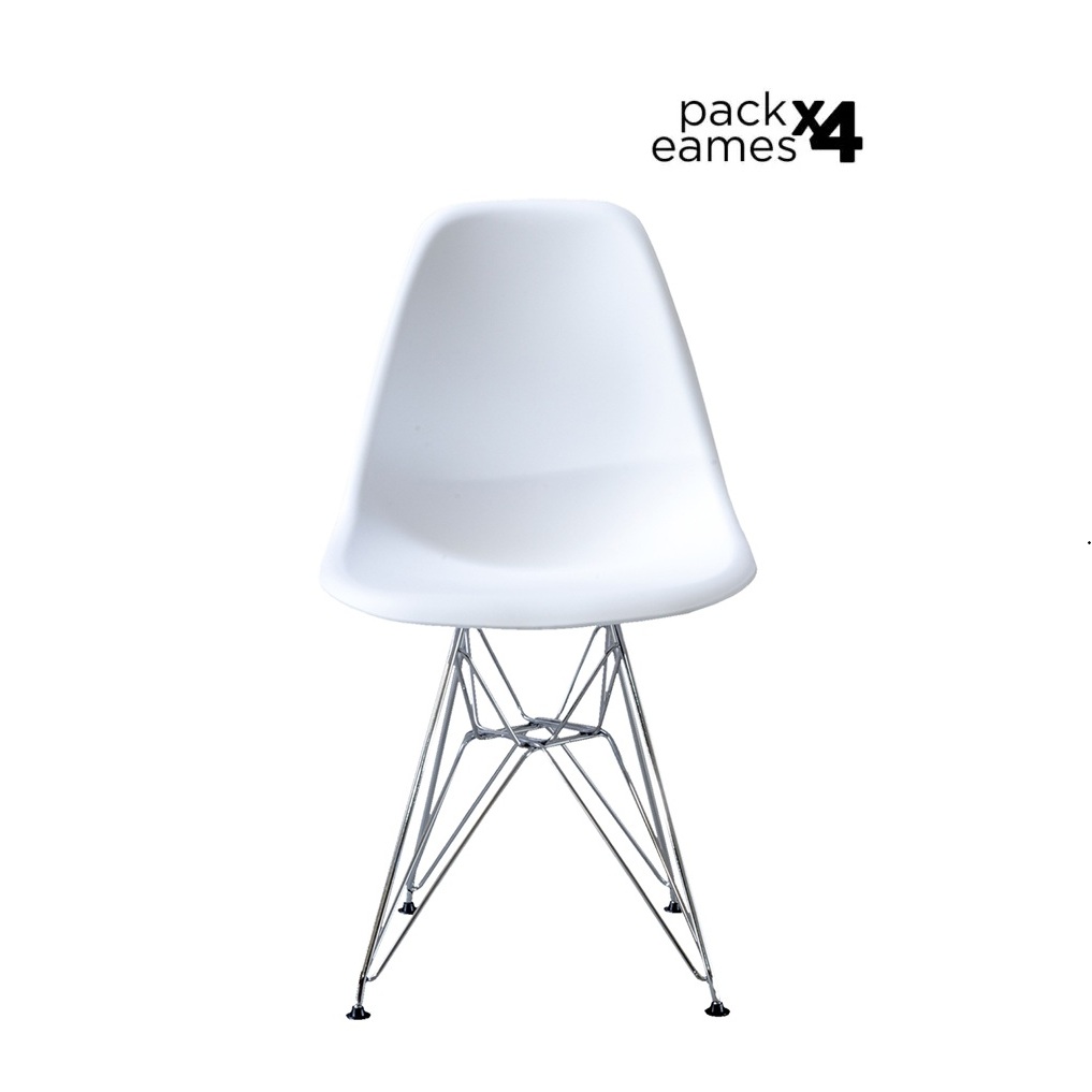 Eames Pack - 4 Sillas Eames Style Patas metálicas blancas